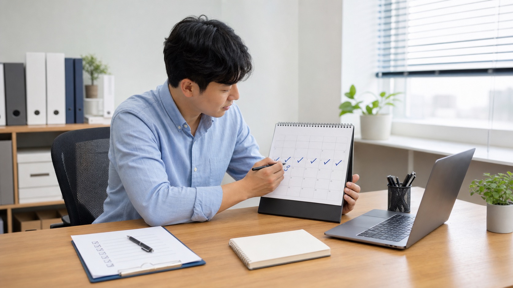 입사 첫해 연차 발생을 달력으로 확인하는 직장인