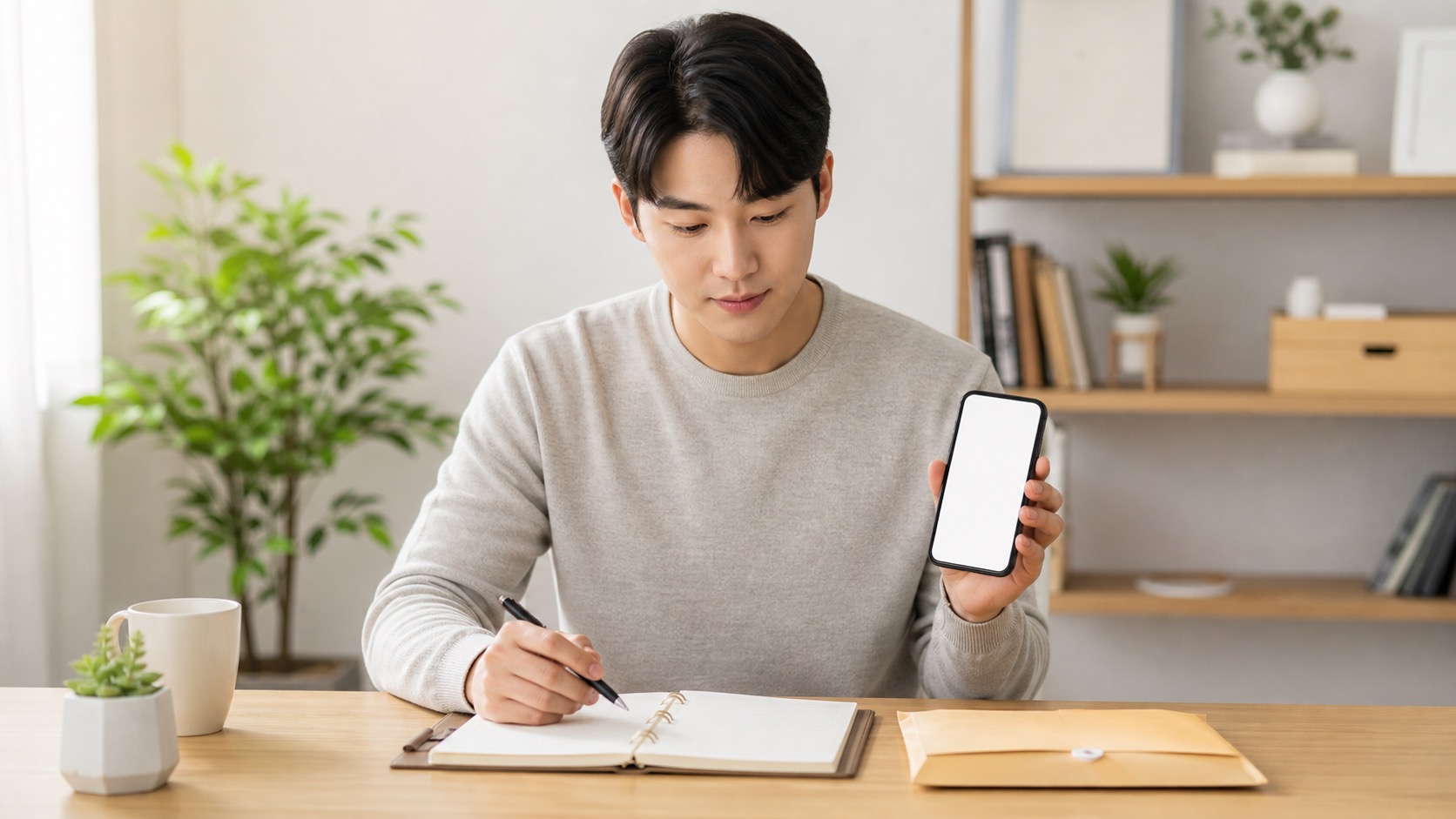 휴대전화와 신청 서류를 보며 근로장려금 기한 후 신청을 준비하는 모습