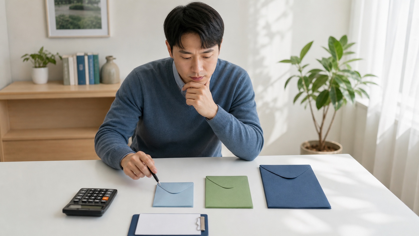 기부자가 10만원 20만원 100만원 기부액별 세액공제 계산표를 확인하는 모습