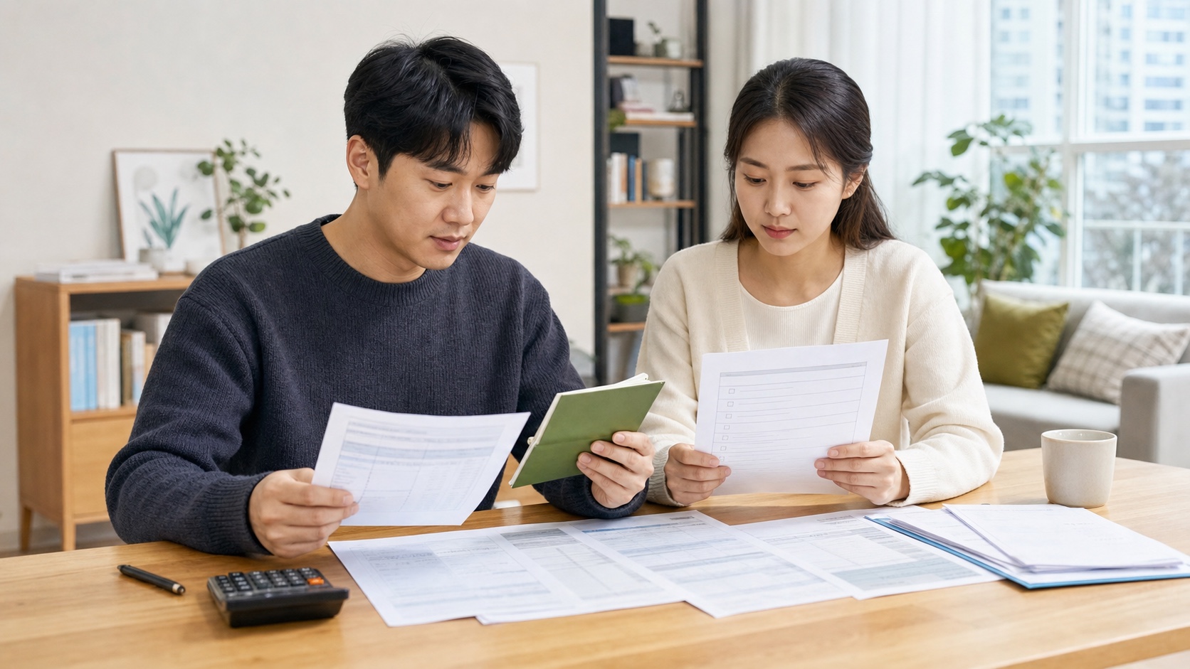근로자가 총급여 무주택 세대주 배우자 본인명의 계좌 조건을 체크하는 모습