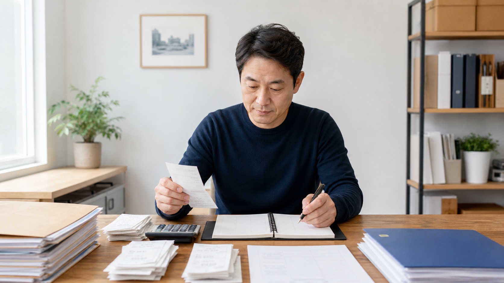 상반기 매출과 비용 자료를 정리하는 개인사업자