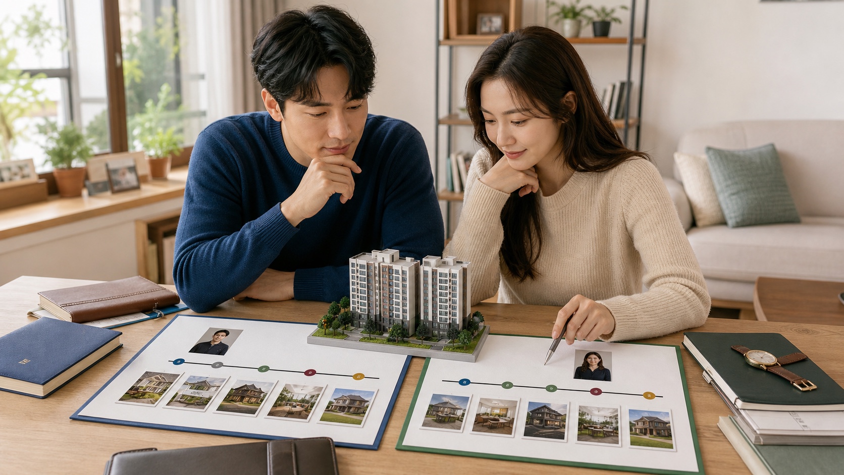 부부가 각자의 나이와 주택 취득일에 따른 종부세 세액공제율을 대조하는 모습