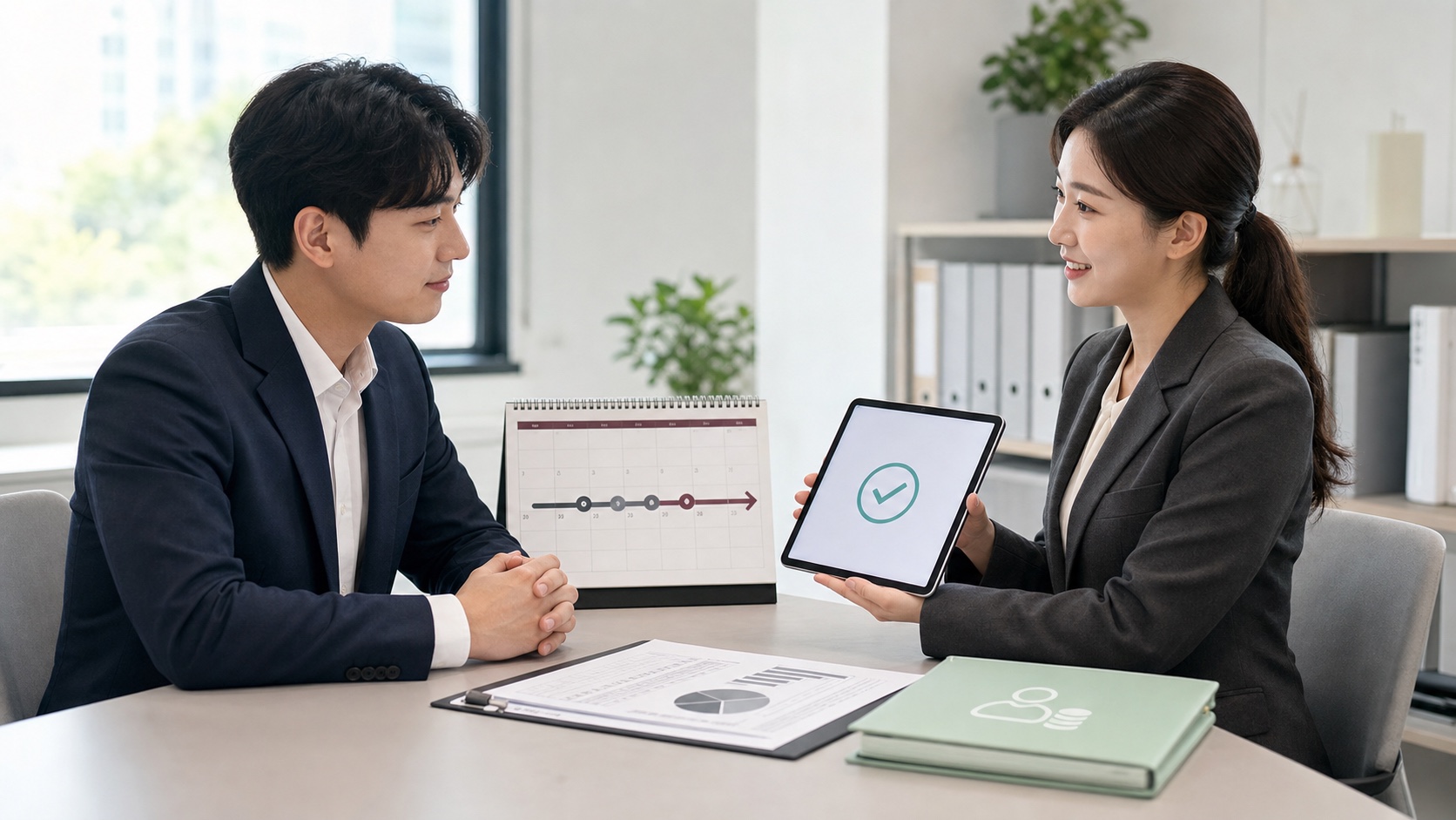 퇴직자가 14일 표시 달력과 퇴직소득세가 구분된 퇴직금 정산서를 확인하는 모습