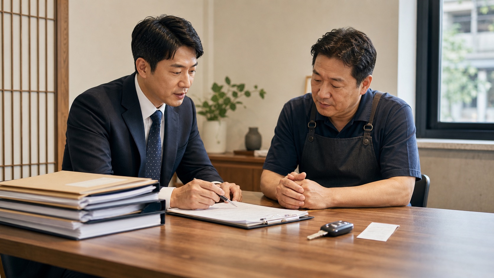 세무 전문가와 사업자가 사업용 증빙과 불공제 가능 지출을 구분해 보는 모습